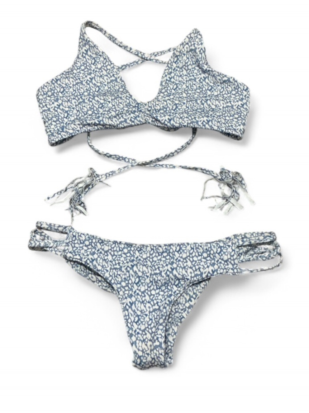 Midori Blue Printed Cheeky Crisscross Bikini Set
